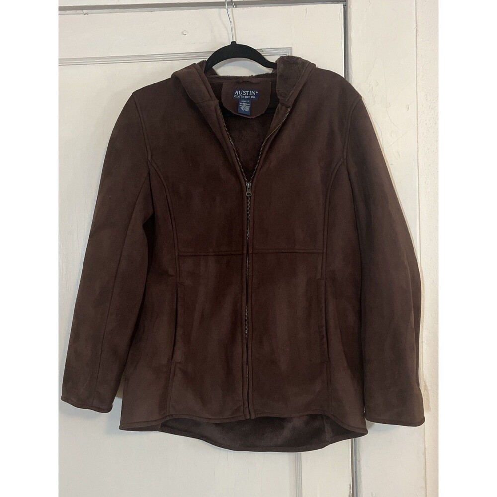 Austin Clothing Co. Women’s Small Brown Fleece Lined Zip Up Jacket Pockets Hood